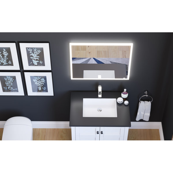 Orren Ellis Jessalyn 24" x 30" Voice Control Smart LED Light Bathroom